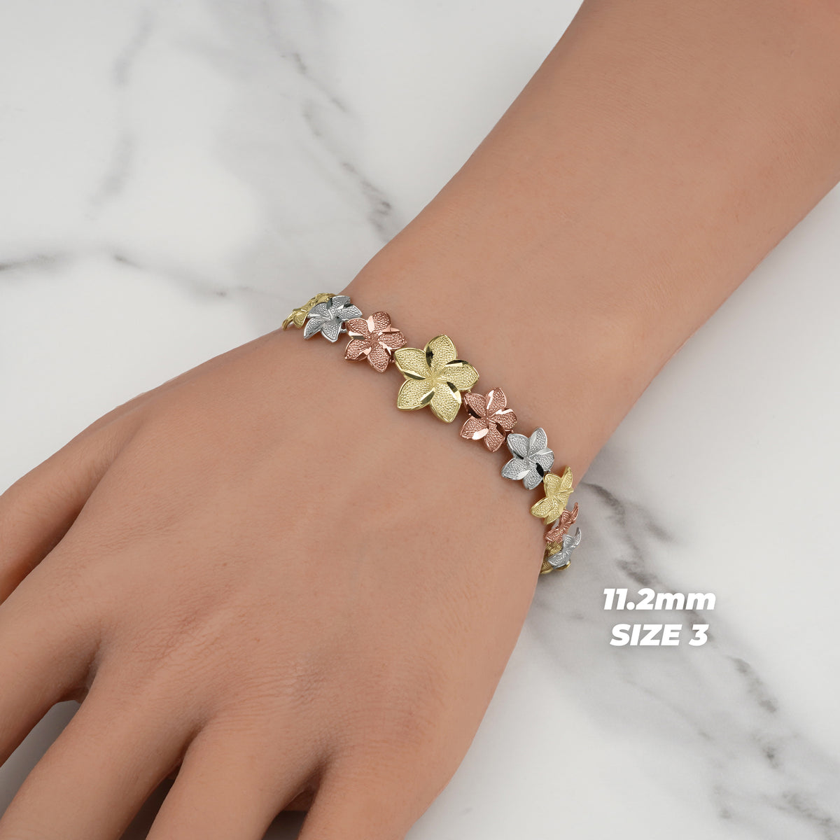 10k & 14k Gold Fiori Hibiscus Flower Tricolor Bracelet