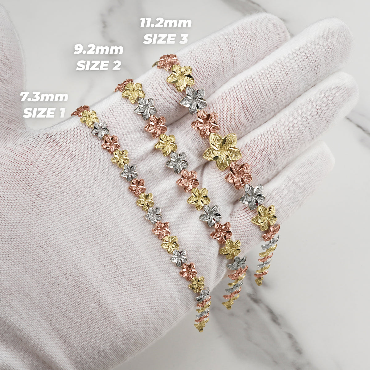 10k & 14k Gold Fiori Hibiscus Flower Tricolor Bracelet