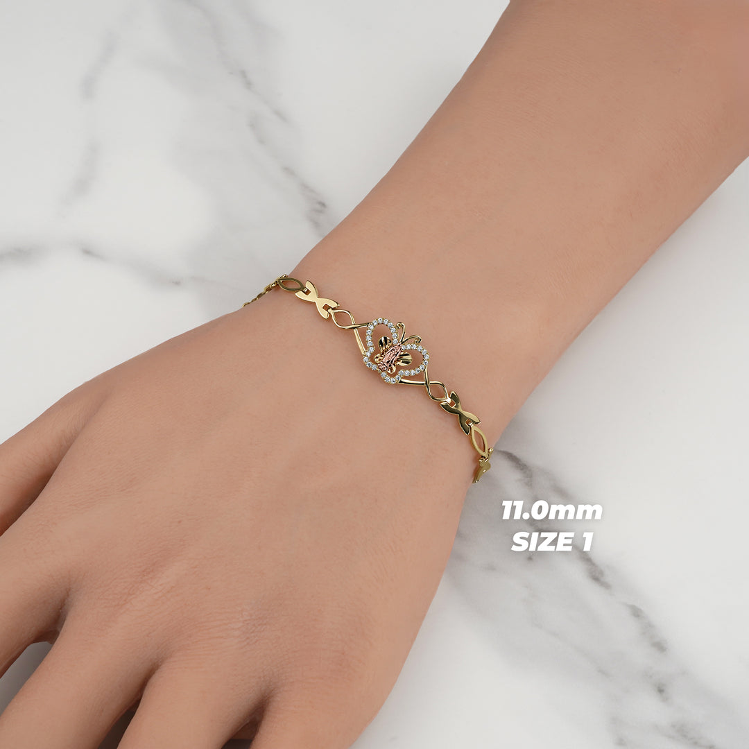 10k & 14k Gold VIrgin Mary Fancy Two-Tone Butterfly Bracelet