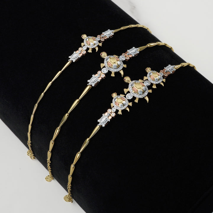 10k & 14k Gold Cari Open-Back Turtle Tricolor CZ Bracelet