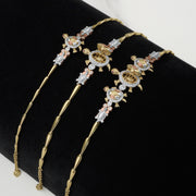 10k & 14k Gold Cari Open-Back Turtle Tricolor CZ Bracelet