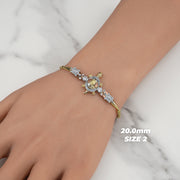 10k & 14k Gold Cari Open-Back Turtle Tricolor CZ Bracelet