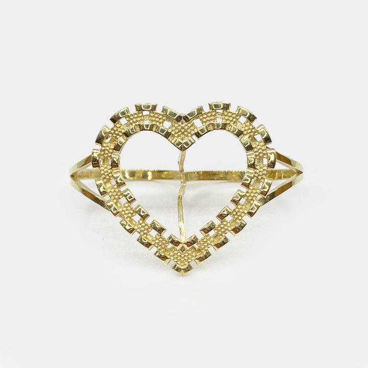 10k Gold Royal Rolex Heart Two Finger Ring