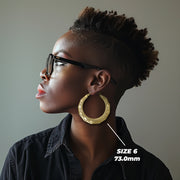 10k & 14k Gold Luxe Rhombus Textured Hoop Earrings