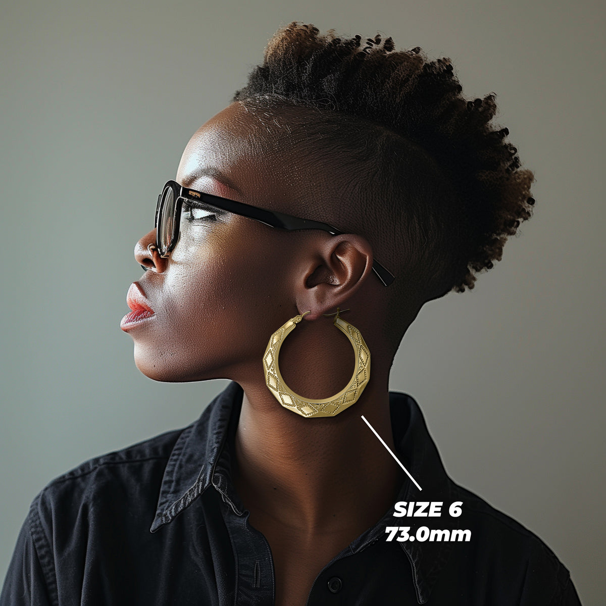 10k & 14k Gold Luxe Rhombus Textured Hoop Earrings
