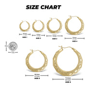 10k & 14k Gold Luxe Rhombus Textured Hoop Earrings