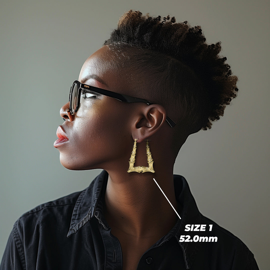 10k Gold Vintage Bamboo Square Hoop Earrings