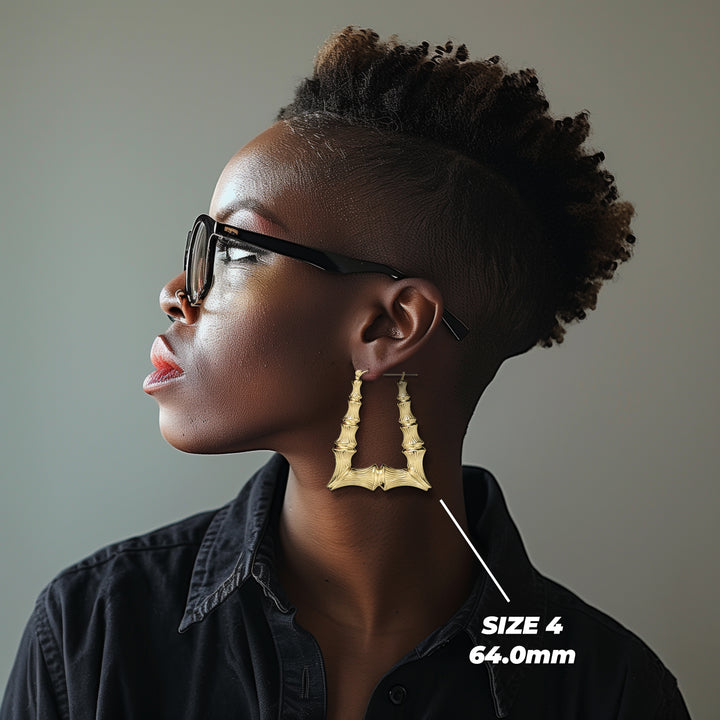 10k Gold Vintage Bamboo Square Hoop Earrings
