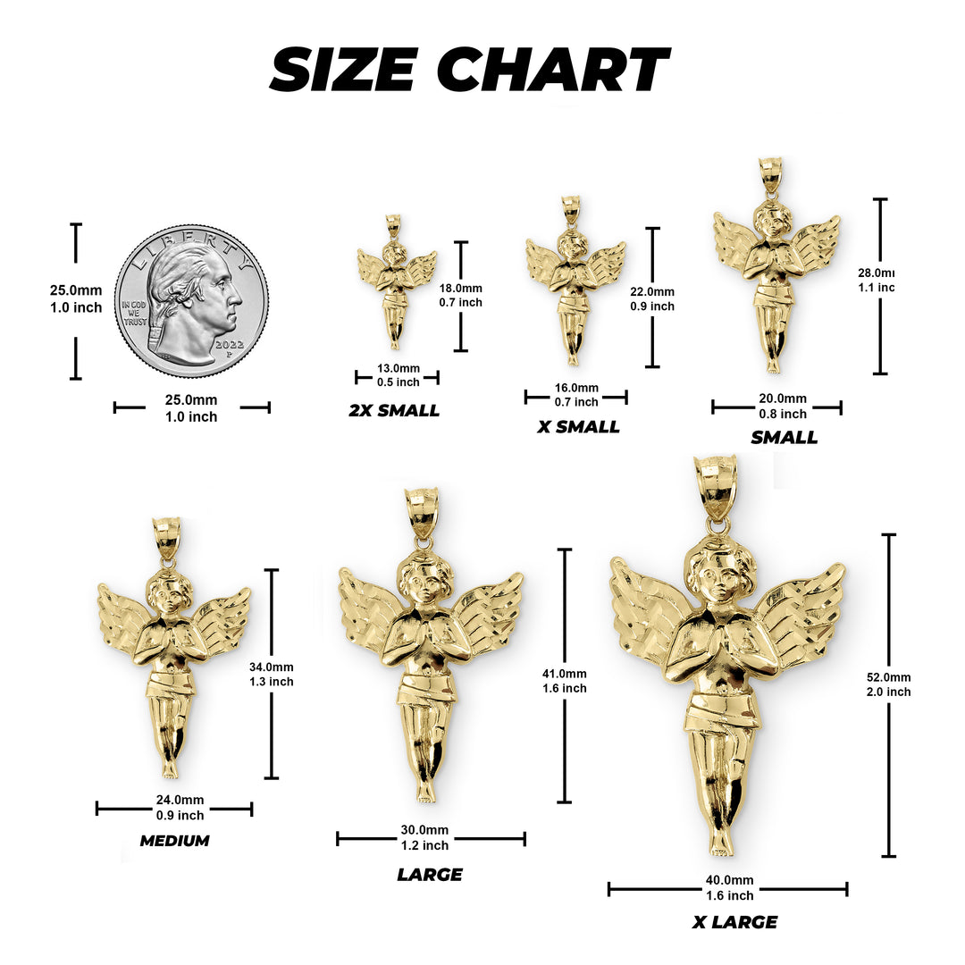 10k Gold Classic Praying Angel Pendant