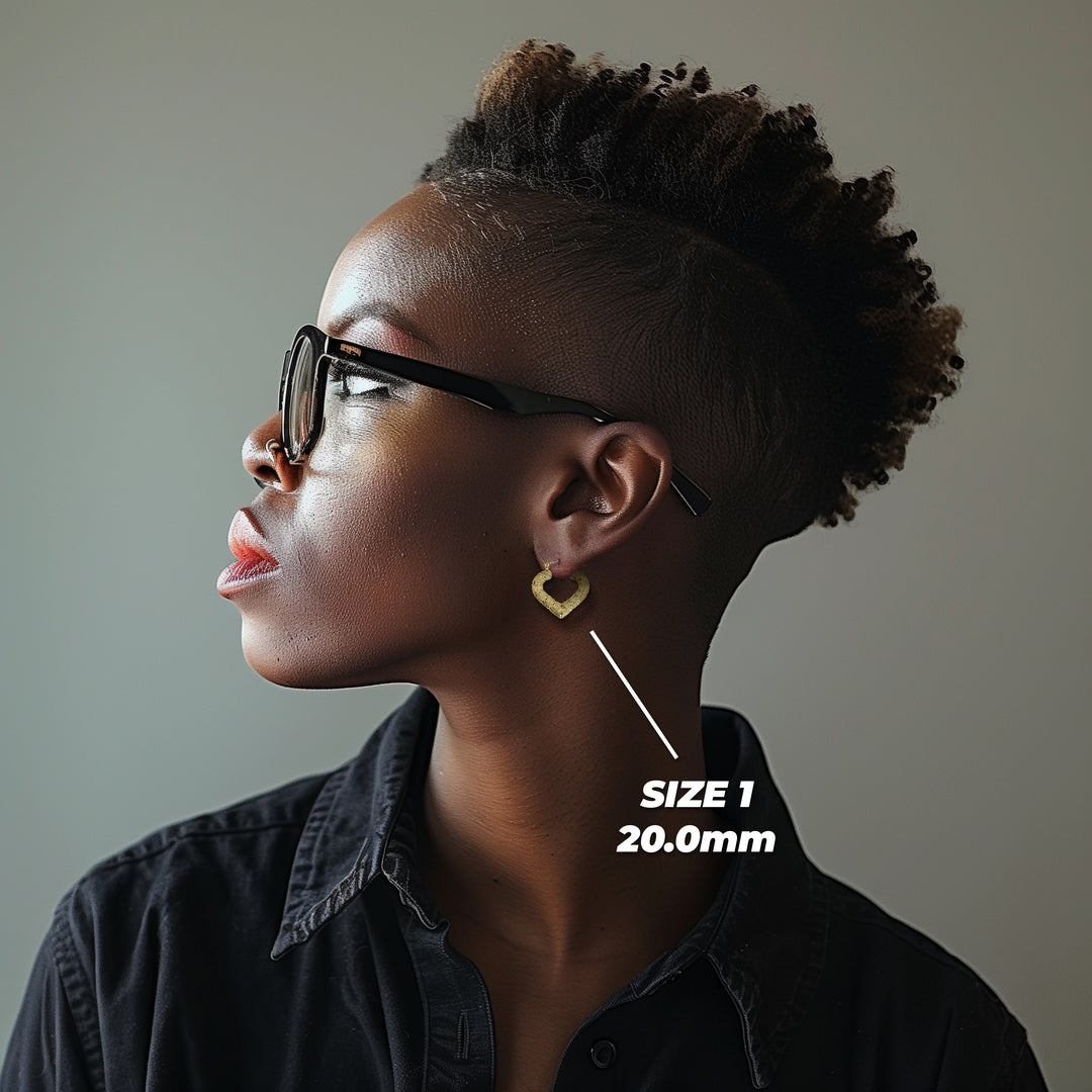 10k Gold Classic Bamboo Heart Hoop Earrings