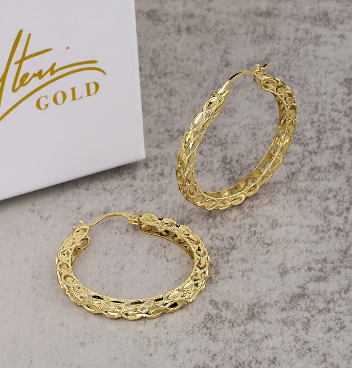 10k Gold Classic Turkish Round Hoop Earrings