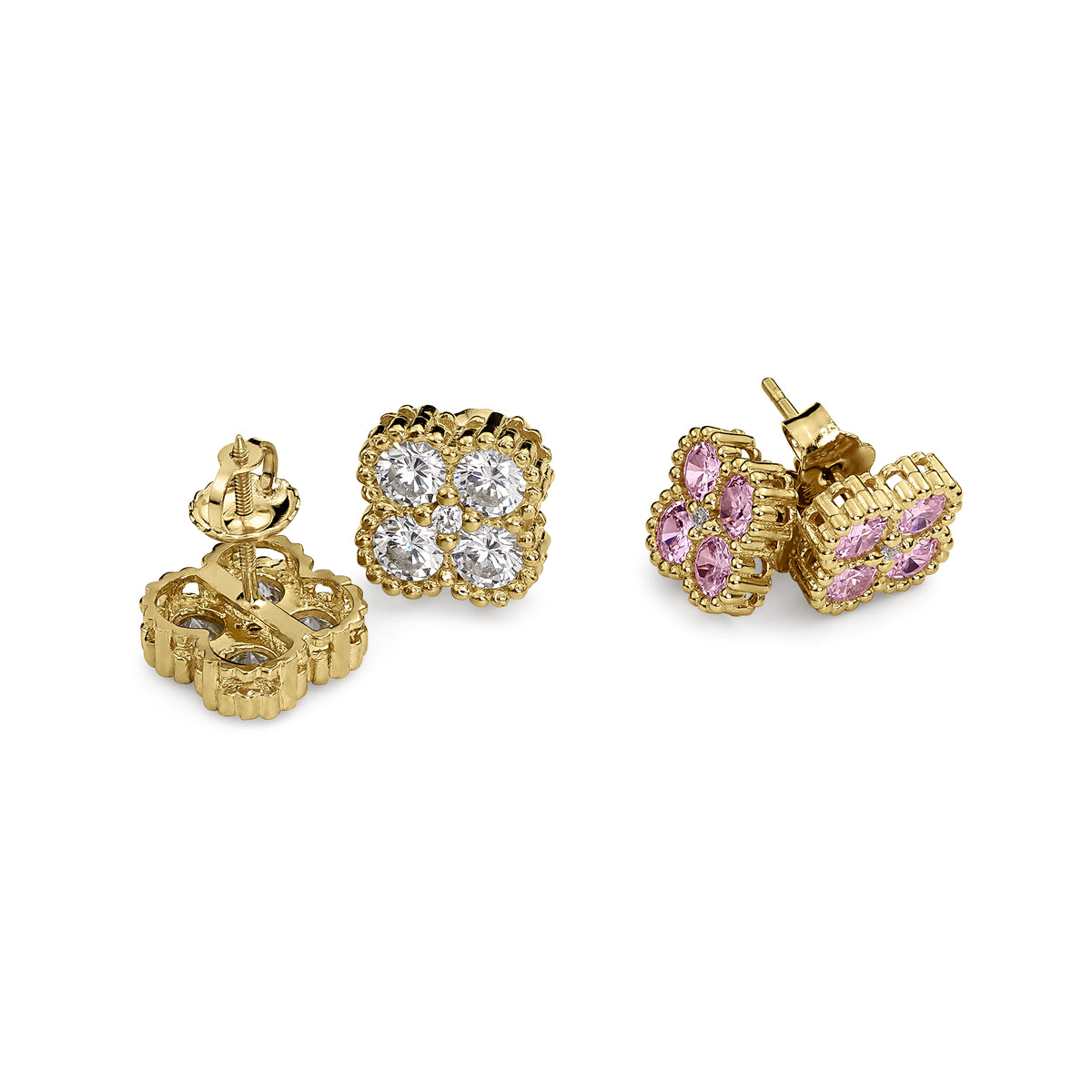 10k Gold Luxe Clover Rollie Stud Earrings