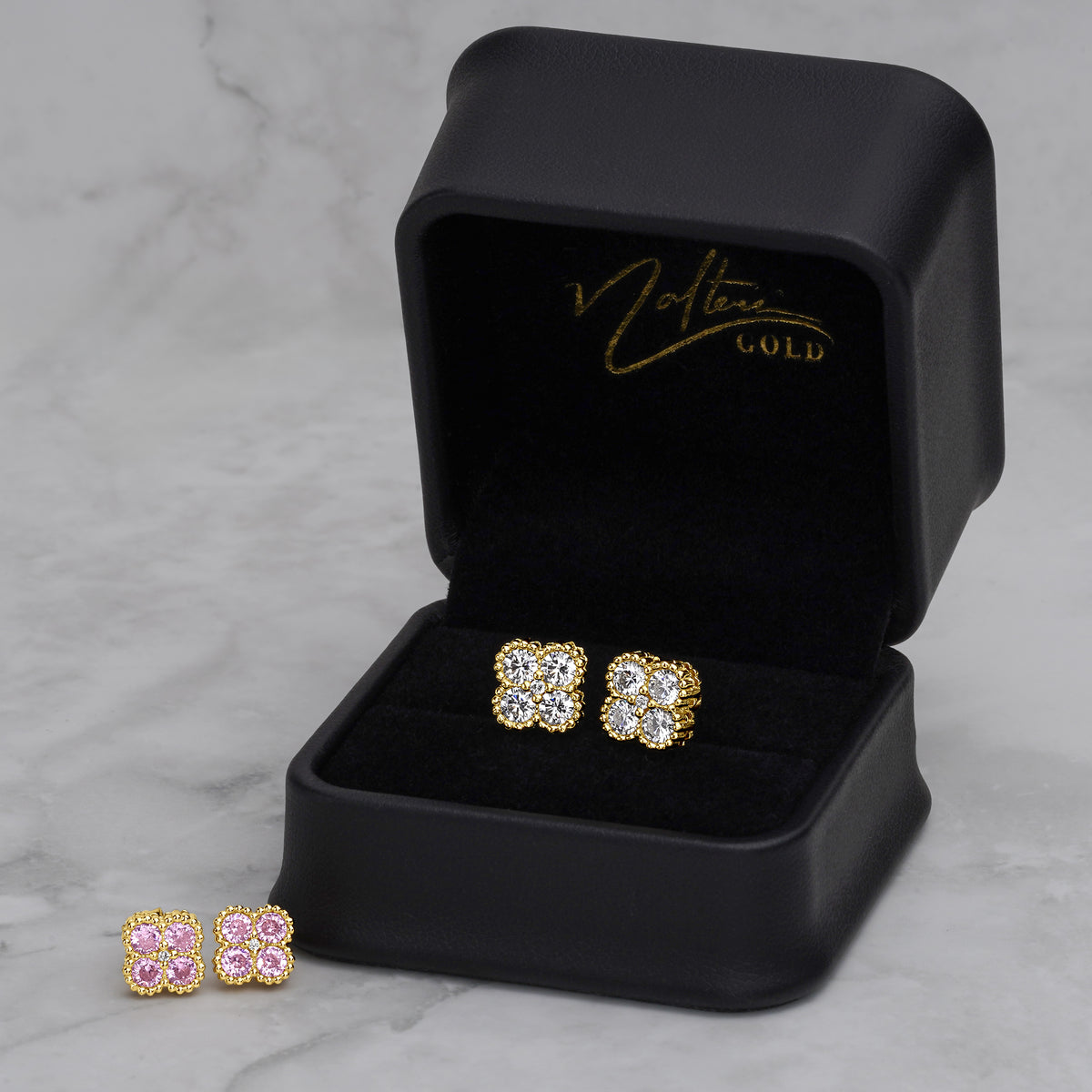 10k Gold Luxe Clover Rollie Stud Earrings