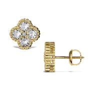 10k Gold Luxe Clover Rollie Stud Earrings