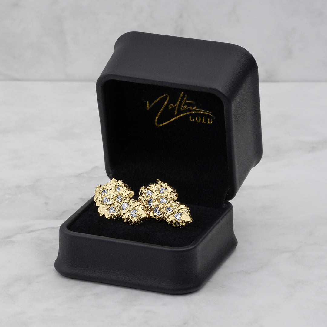 10k & 14k Gold Vintage Nugget CZ Stud Earrings
