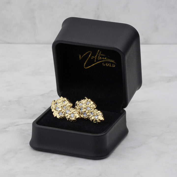 10k & 14k Gold Vintage Nugget CZ Stud Earrings
