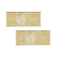 10k & 14k Gold Benjamin Hundred Dollar Bill Stud Earrings