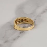 Back view showing the inner band structure of a gold CZ nugget ring.