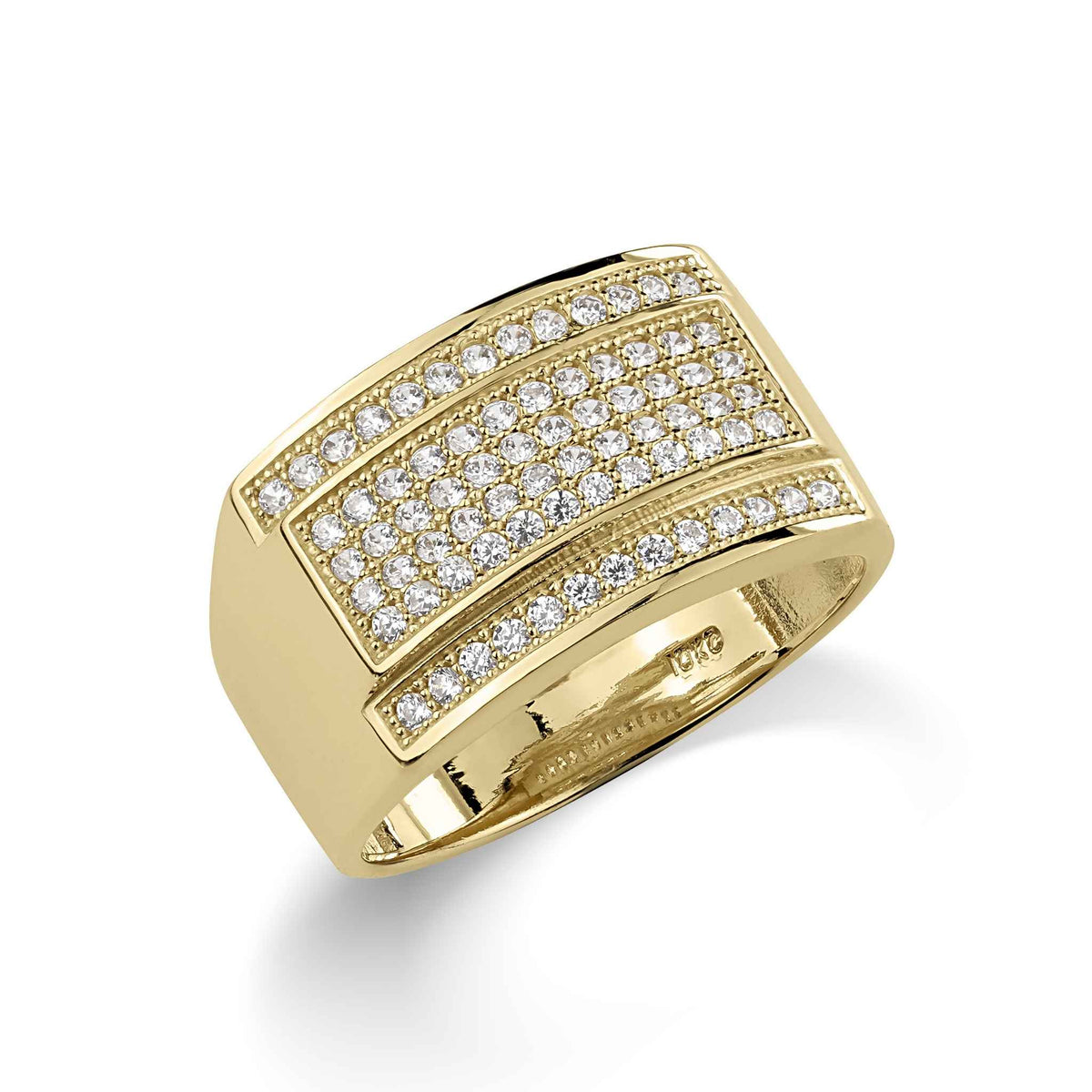 Front view of the 10k or 14k gold Circa Rectangle Band Ring.