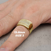 Model showcasing the 13.0mm Size 2 Circa Rectangle Band Ring on a finger.