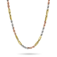 10k & 14k Gold Classic Tri-Color Milano Chain (Solid)