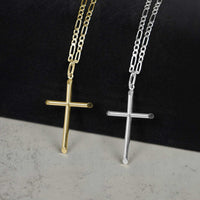 10k & 14k Gold Classic Tube Cross Pendant Necklace