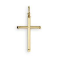 10k & 14k Gold Classic Tube Cross Pendant (Yellow Gold)
