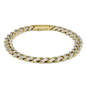 Yellow gold DC Monaco Miami Cuban chain bracelet with diamond-cut pave links