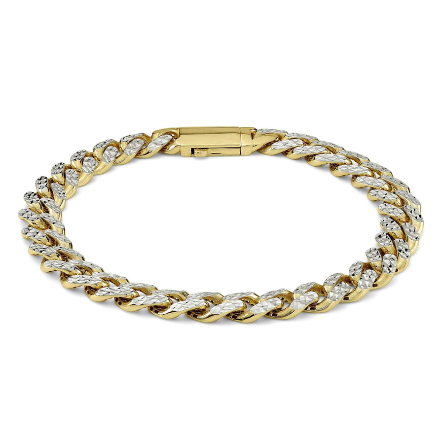 Yellow gold DC Monaco Miami Cuban chain bracelet with diamond-cut pave links