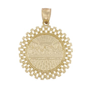 Polished solid back view of the Last Supper gold pendant.