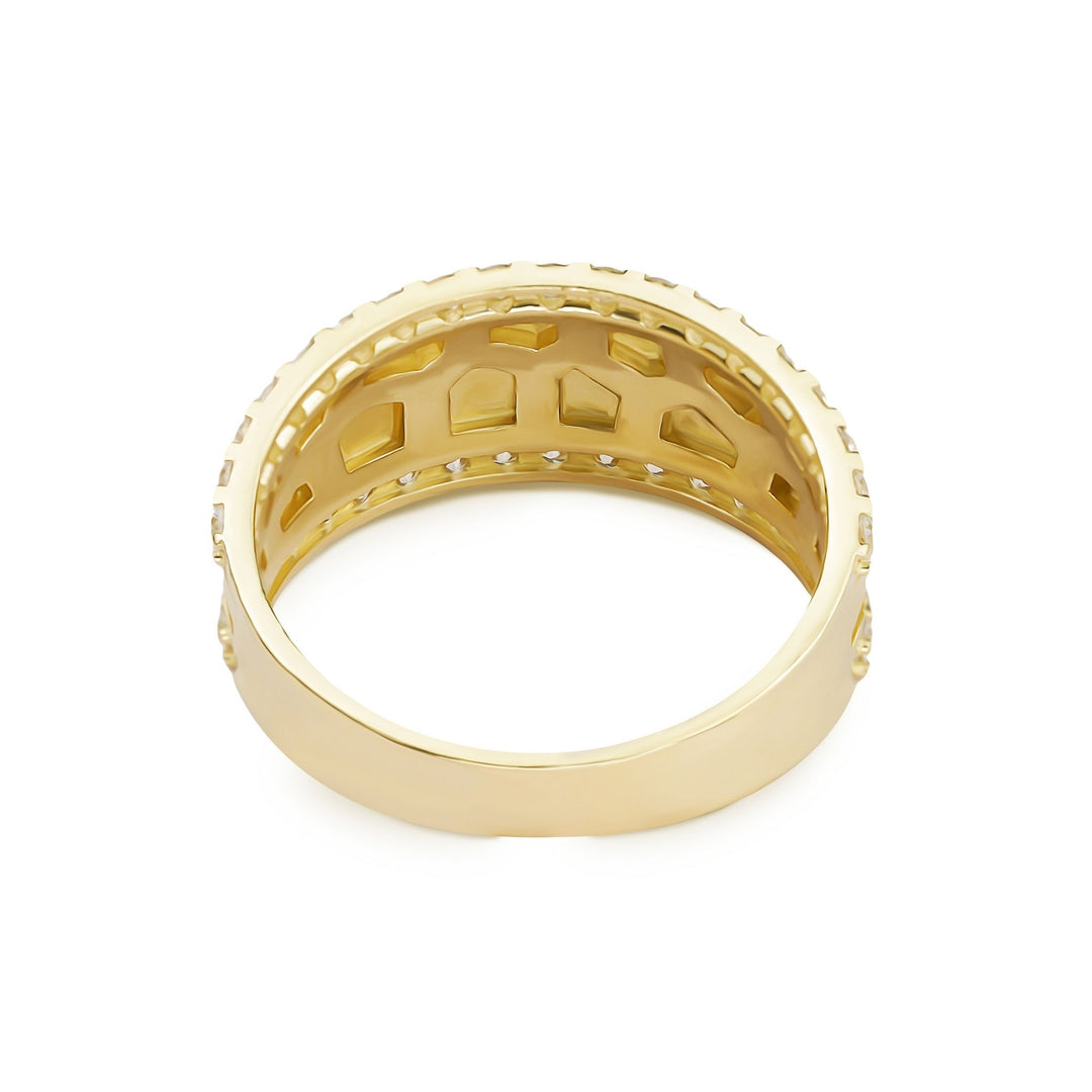 Inner details of the 10k or 14k gold bling classic nugget band ring.