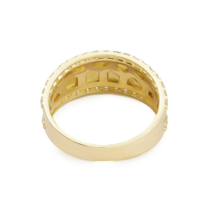 Inner details of the 10k or 14k gold bling classic nugget band ring.
