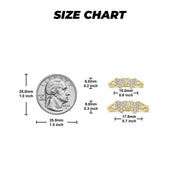 Dimension guide for small and medium heart rings relative to a standard quarter.