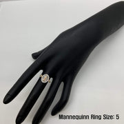 Gold Virgin Mary Lady Guadalupe CZ ring angled view showing tri-color design