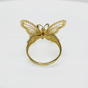 10k - 14k Gold Classic butterfly ring back view on a white background.