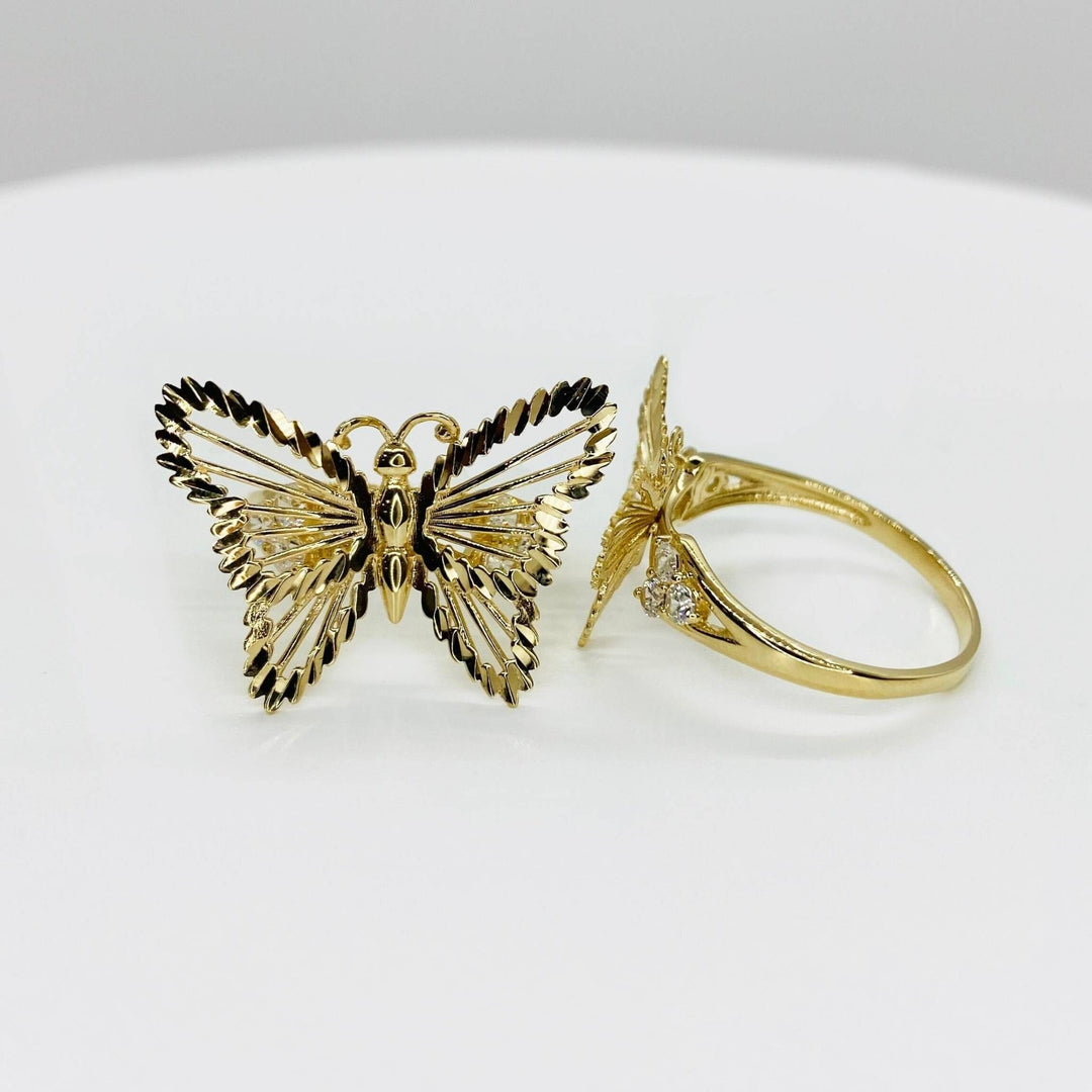 10k - 14k Gold Classic butterfly-shaped ring on a white background