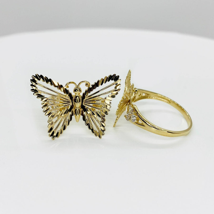 10k - 14k Gold Classic butterfly-shaped ring on a white background