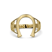 10k 14k gold classic horseshoe ring lucky charm fine jewelry front view.