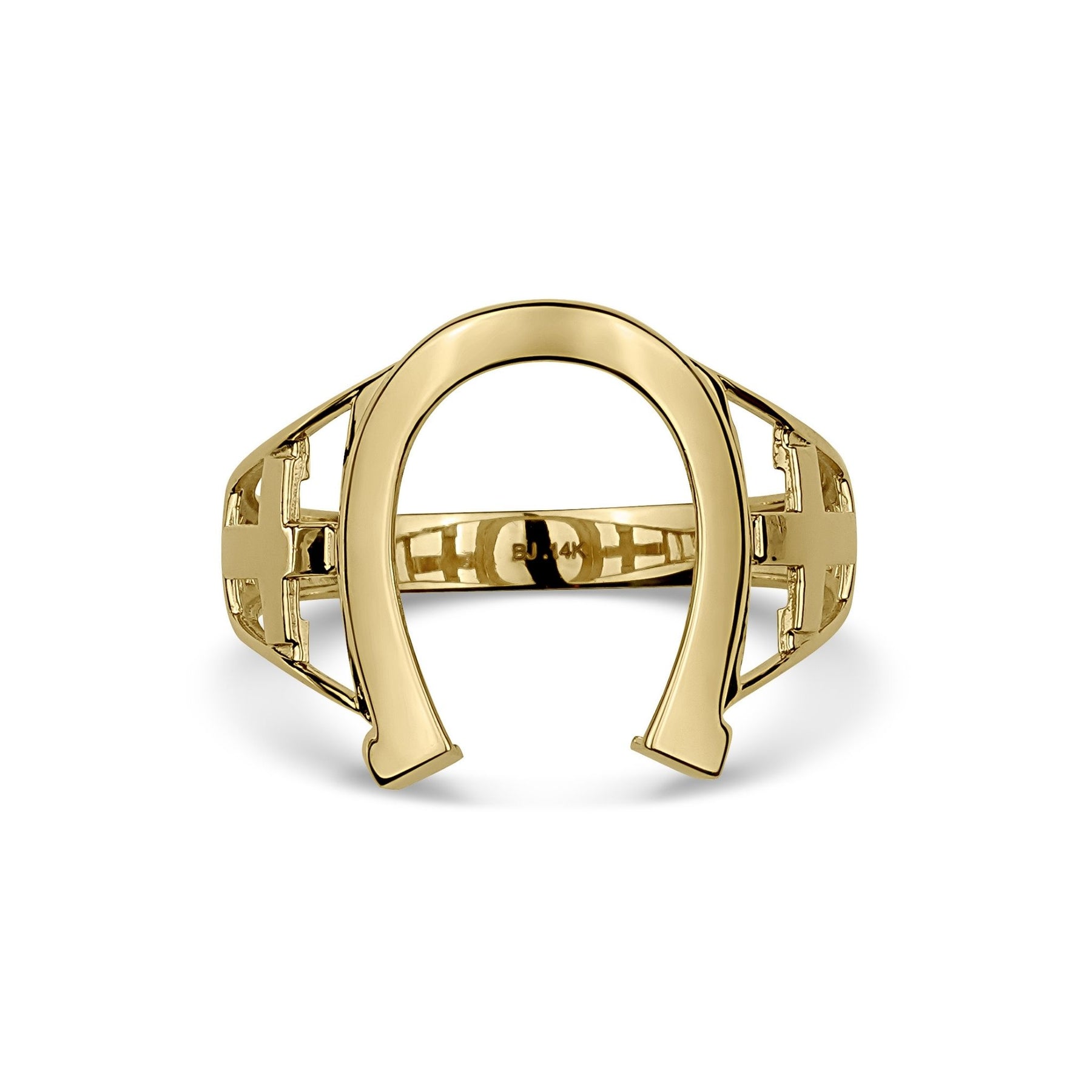 10k 14k gold classic horseshoe ring lucky charm fine jewelry front view.