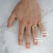 10k-14k gold classic horseshoe signet rings in Size 3 and Size 4.