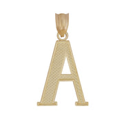 Plain polished gold back of the letter 'A' pendant with a hollow design and attached bail.