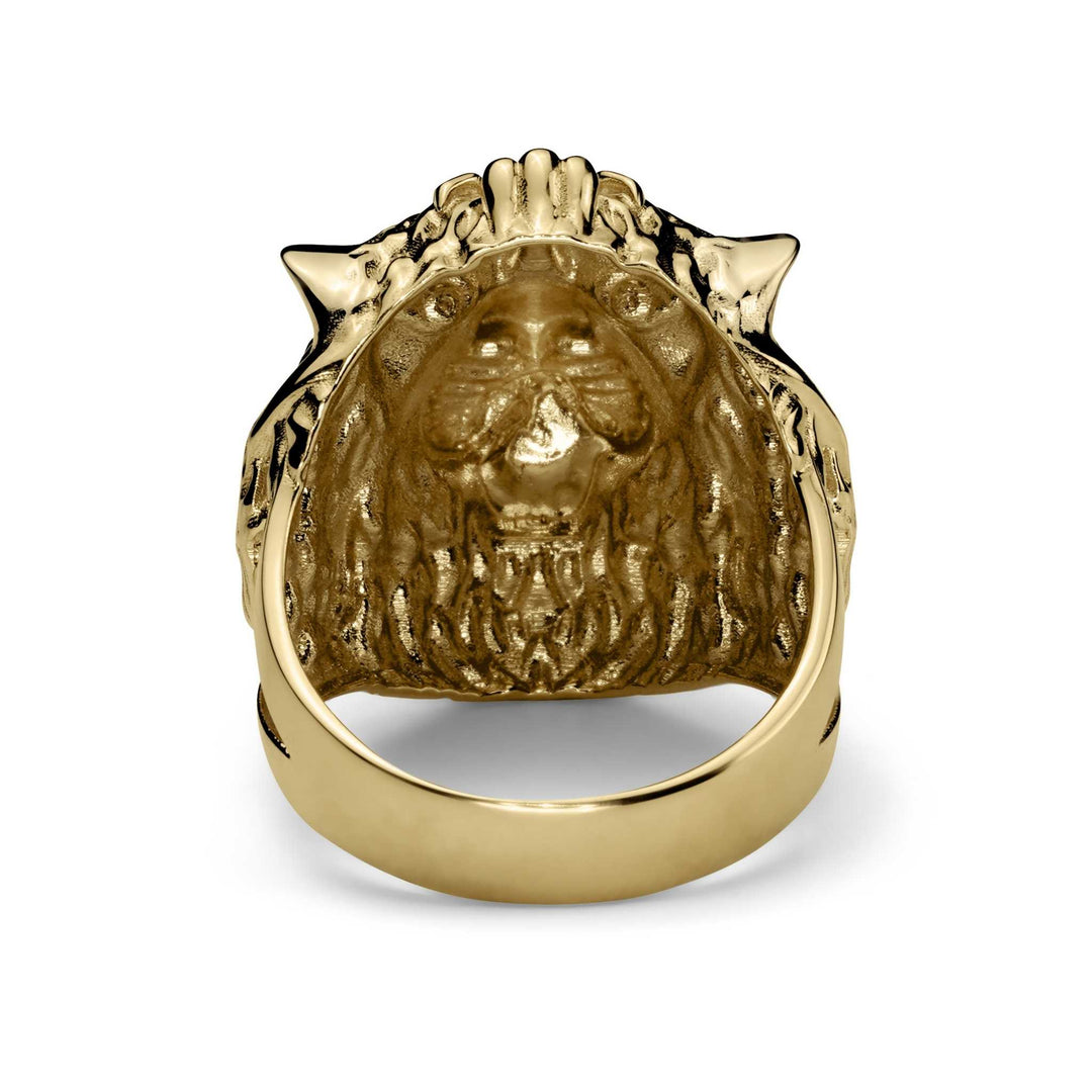 Back view of 10k & 14k Gold Classic One-Tone Lion Ring showing the hollowed-out back design.