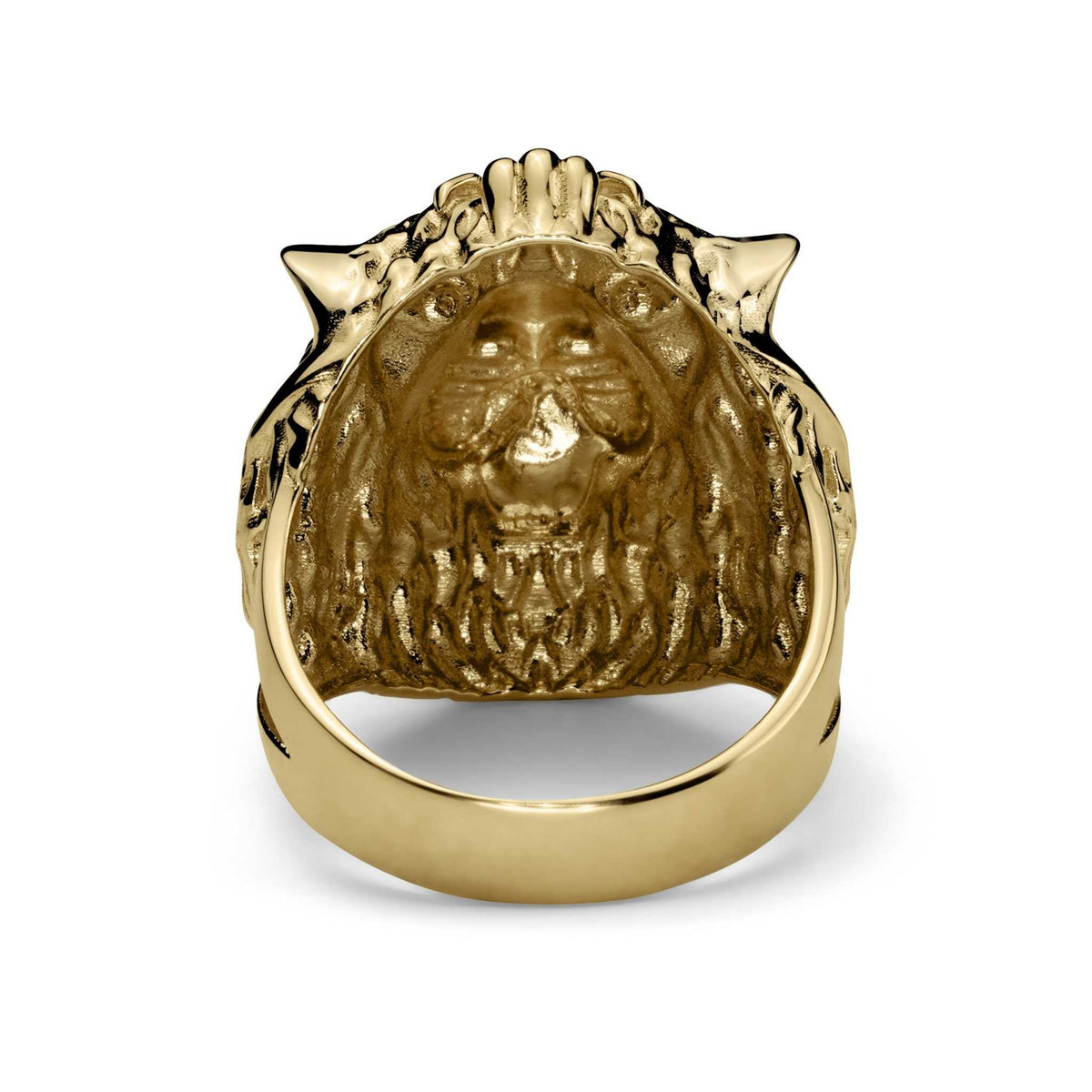 Back view of 10k & 14k Gold Classic One-Tone Lion Ring showing the hollowed-out back design.