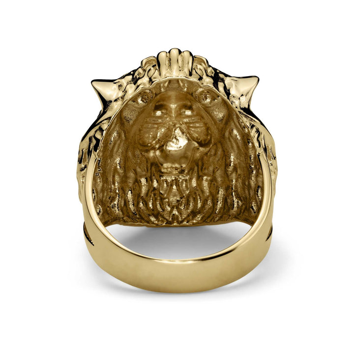 Back view of 10k & 14k Gold Classic One-Tone Lion Ring showing the hollowed-out back design.
