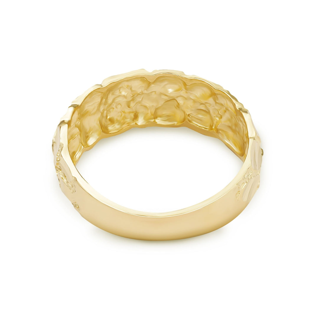 Inner band detailing of the 10k & 14k Gold Classic Nugget Band Ring.