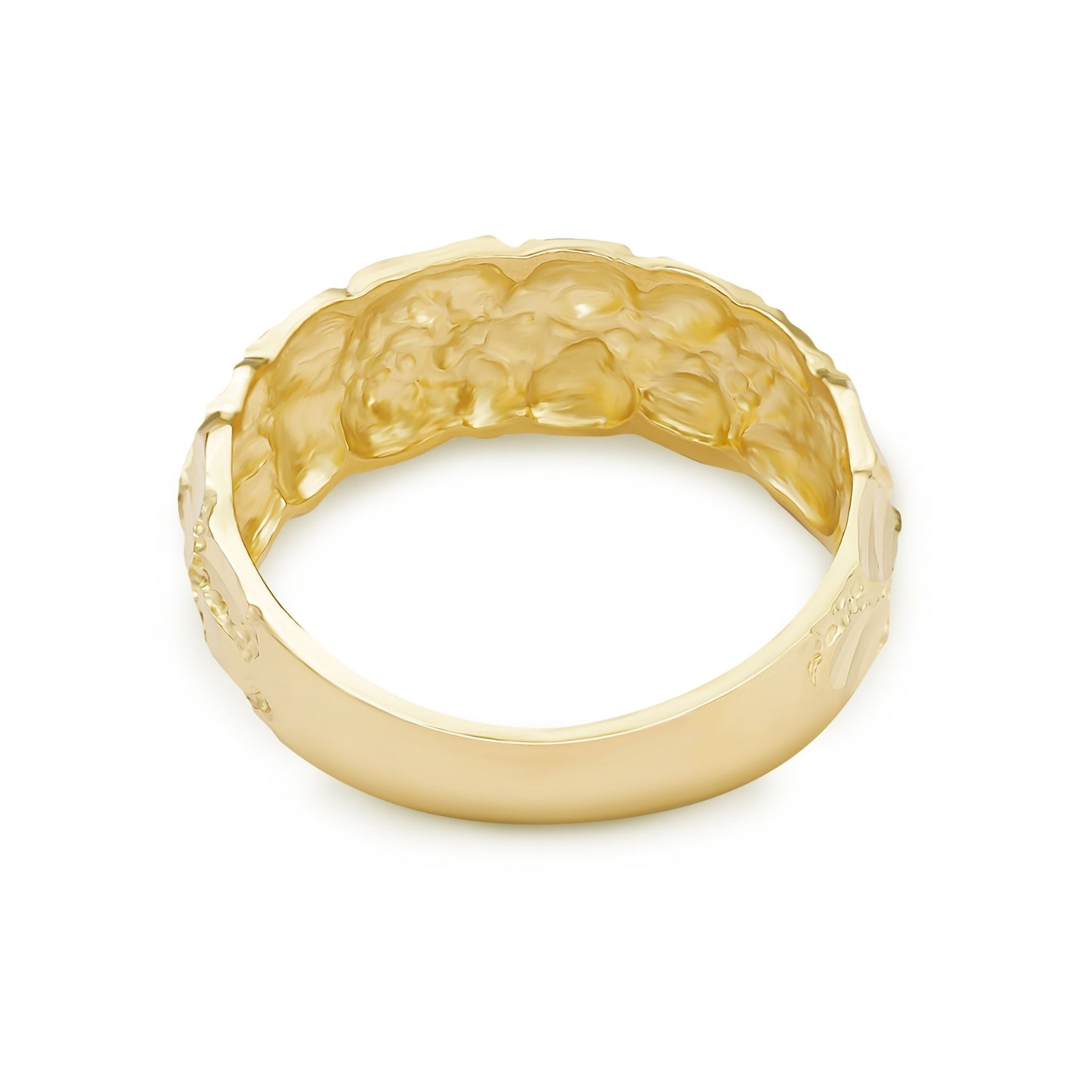 Inner band detailing of the 10k & 14k Gold Classic Nugget Band Ring.