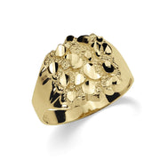 A classic yellow gold nugget oval ring with a textured design.