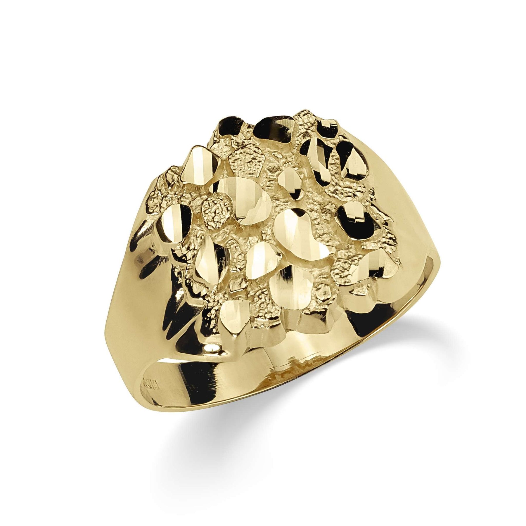 A classic yellow gold nugget oval ring with a textured design.