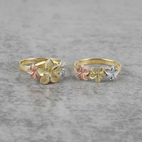 10k & 14k Gold Classic DC Tricolor Hibiscus Flower Ring
