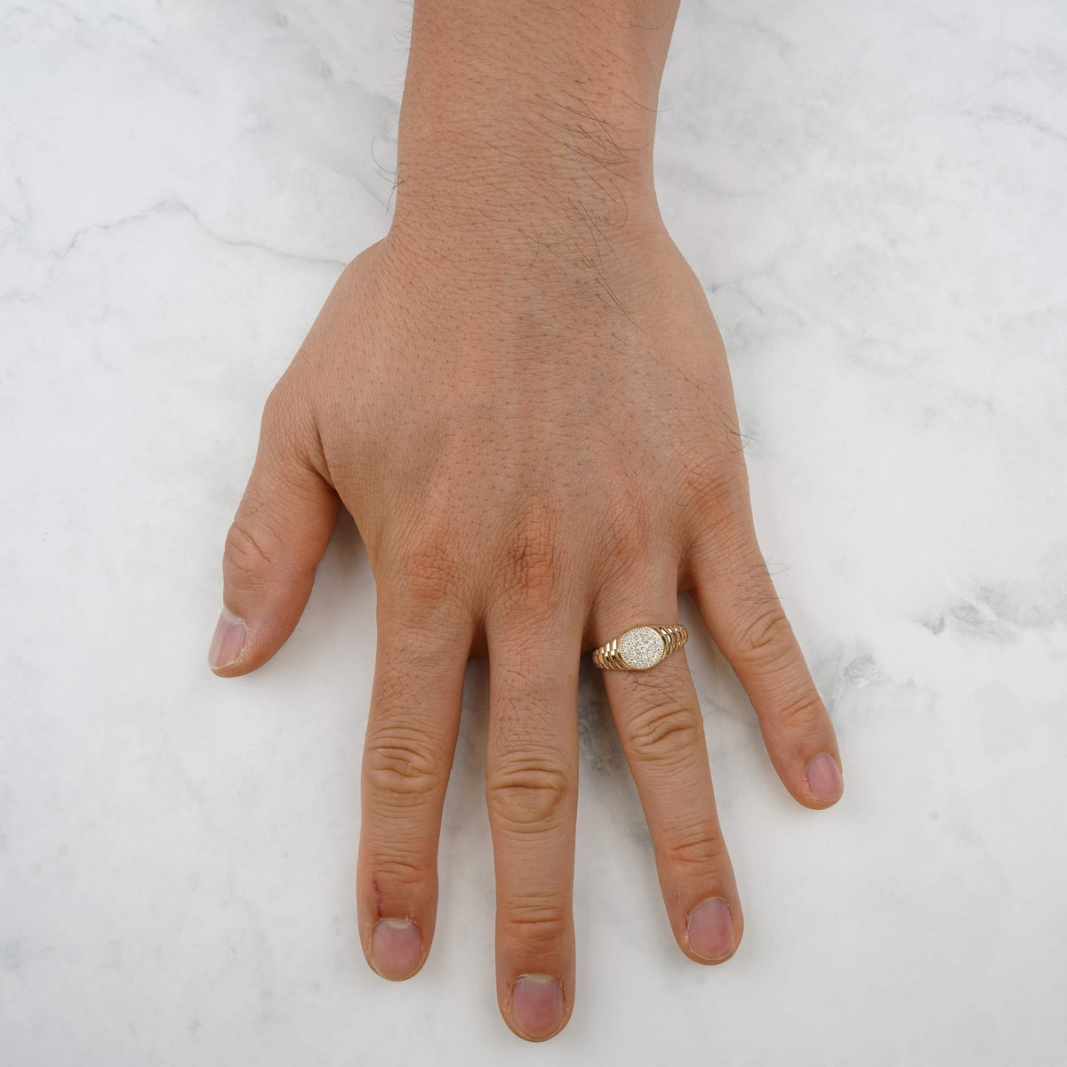 10k & 14k Gold Dravo Round CZ Signet Ring